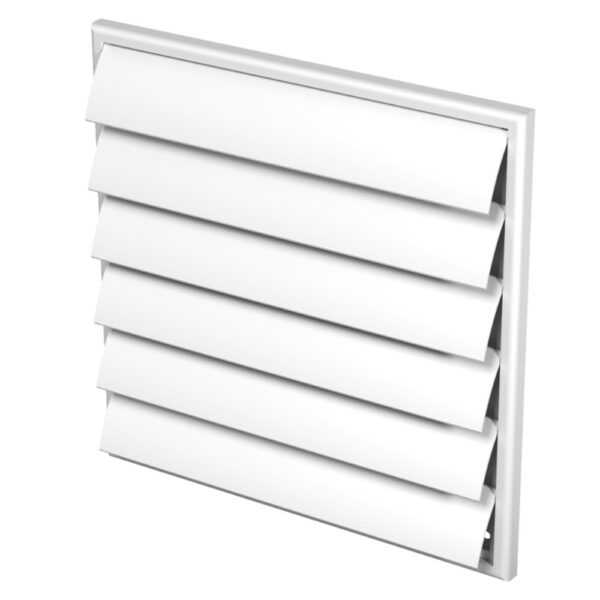 Grila ventilatie cu jaluzele gravitationale Vents, PVC, 250 x 250 mm, alba