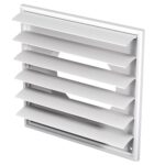 Grila ventilatie cu jaluzele gravitationale Vents, racord 200 mm, 250 x 250 mm, alba
