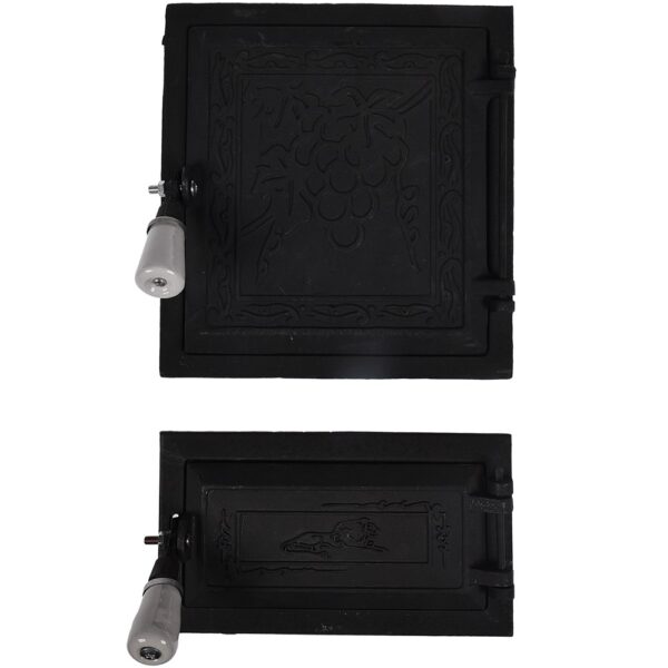 Set usi fonta pentru soba si cenusar, model Struguri, 275 x 255 mm
