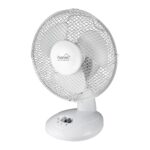 Ventilator de masa Home, 23 cm, 2 trepte, oscilant, alb