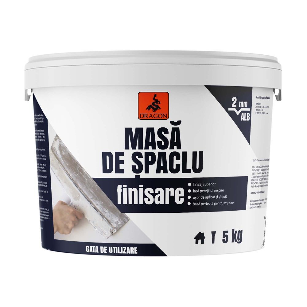 Masa de spaclu acrilica pentru finisare Dragon, 5 kg Masa de spaclu acrilica pentru finisare Dragon, 5 kg