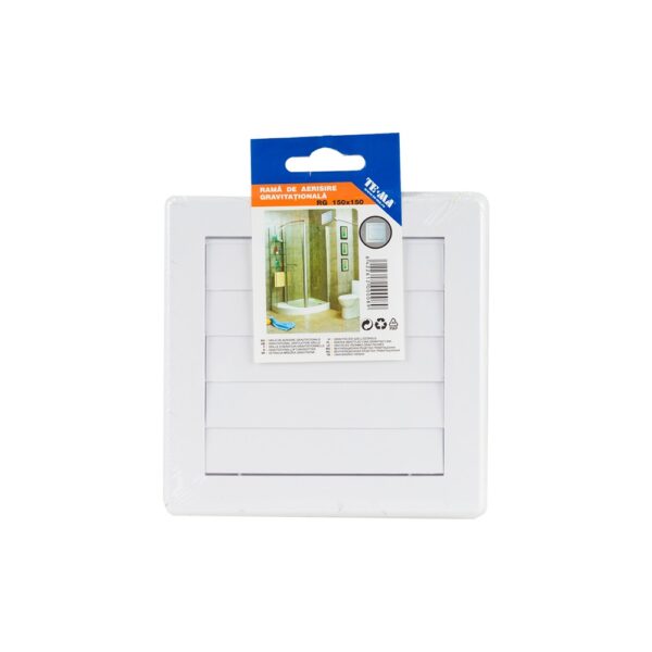 Rama de aerisire cu jaluzele gravitationale TE-MA, polistiren, 150 x 150 mm, alba