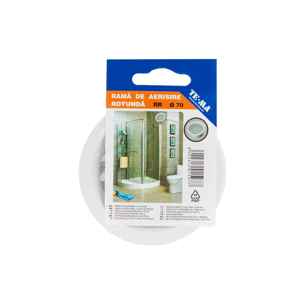 Rama de aerisire rotunda TE-MA, plastic, 70 mm, alba Rama de aerisire rotunda TE-MA, plastic, 70 mm, alba