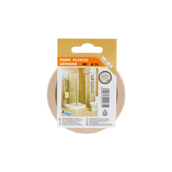 Rama de aerisire rotunda TE-MA, plastic, 70 mm, crem