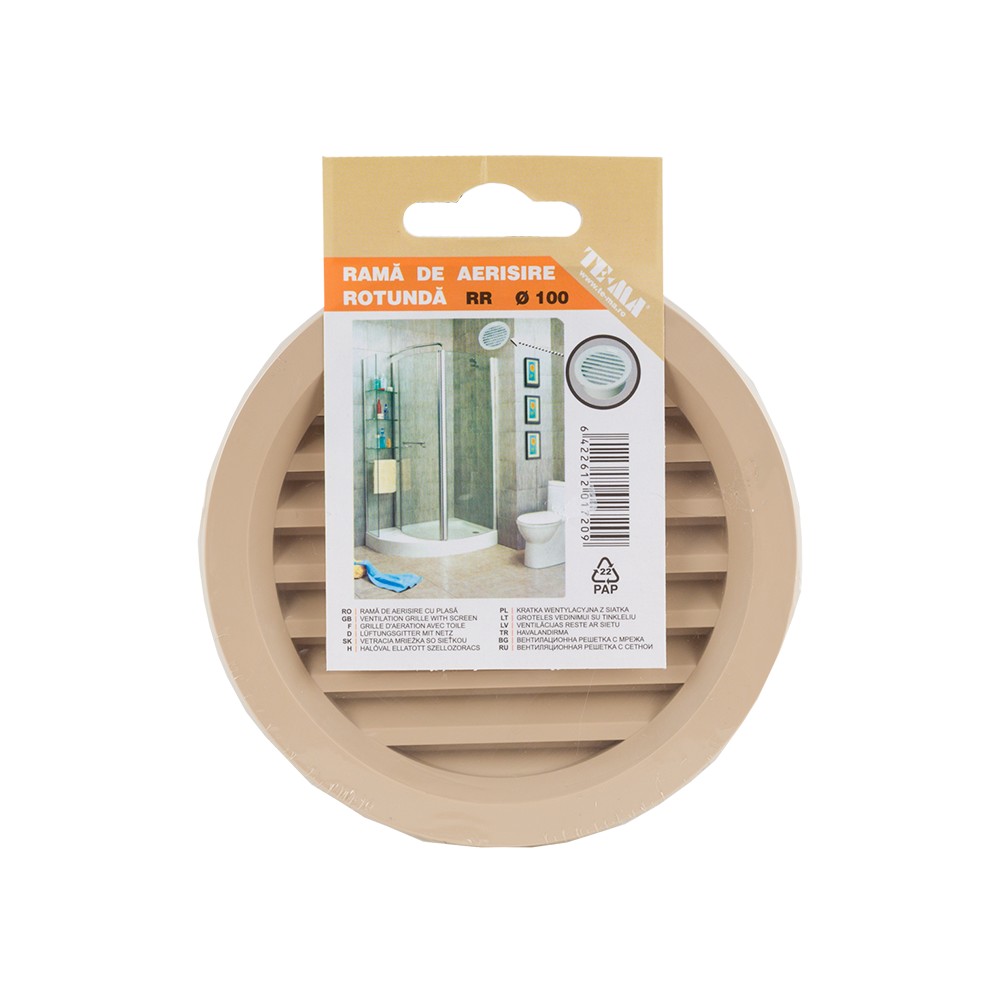Rama de aerisire rotunda TE-MA, plastic, 100 mm, crem Rama de aerisire rotunda TE-MA, plastic, 100 mm, crem