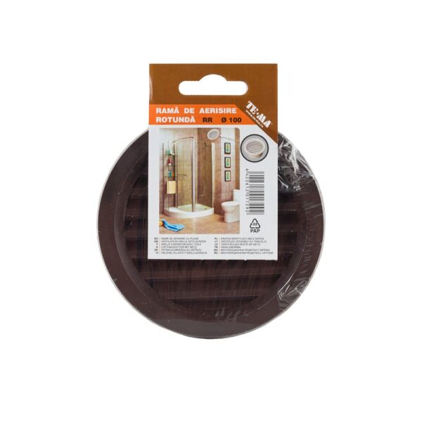 Rama de aerisire rotunda TE-MA, plastic, 100 mm, maro