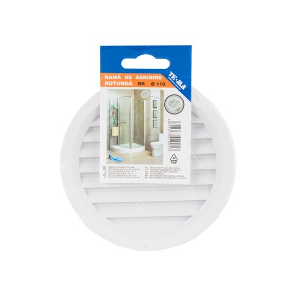 Rama de aerisire rotunda TE-MA, plastic, 110 mm, alba