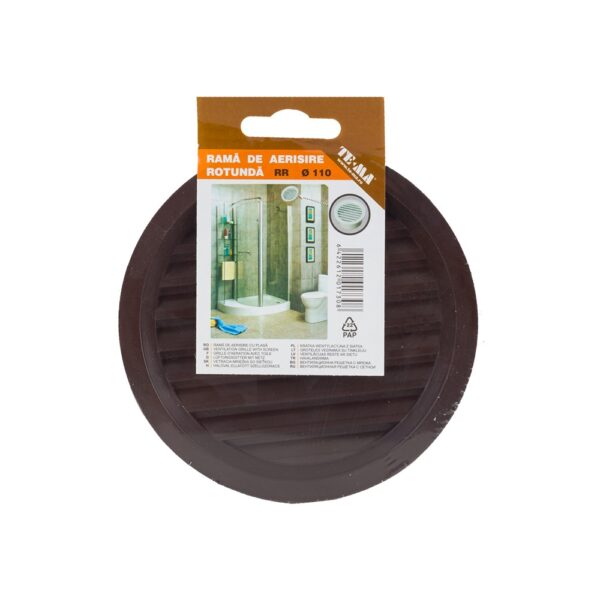 Rama de aerisire rotunda TE-MA, plastic, 110 mm, maro