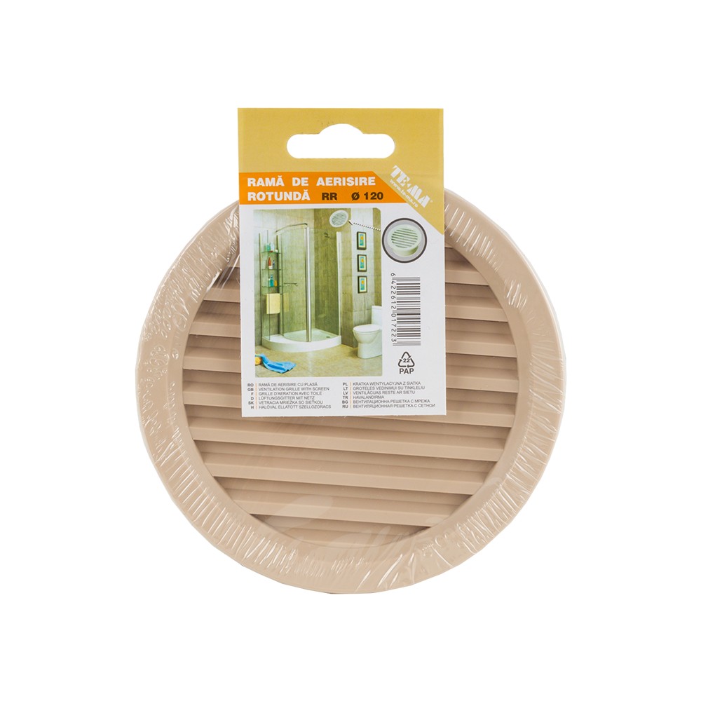Rama de aerisire rotunda TE-MA, plastic, 120 mm, crem Rama de aerisire rotunda TE-MA, plastic, 120 mm, crem