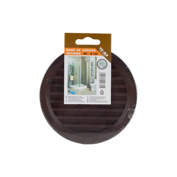 Rama de aerisire rotunda TE-MA, plastic, 120 mm, maro