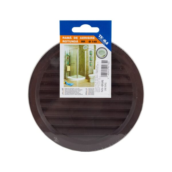 Rama de aerisire rotunda TE-MA, plastic, 140 mm, maro