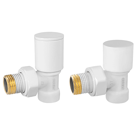 Set robineti calorifer tur-retur drept Ferro, 1/2″, alb