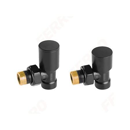 Set robineti calorifer tur-retur drept Ferro, 1/2″, negru
