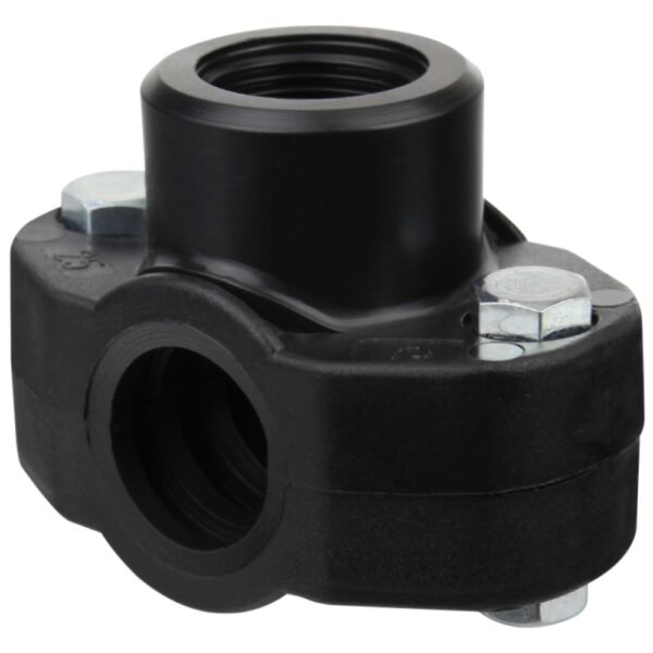 Colier fixare teava PEHD Plastica Alfa, filet interior, negru, 40 mm x 1/2"