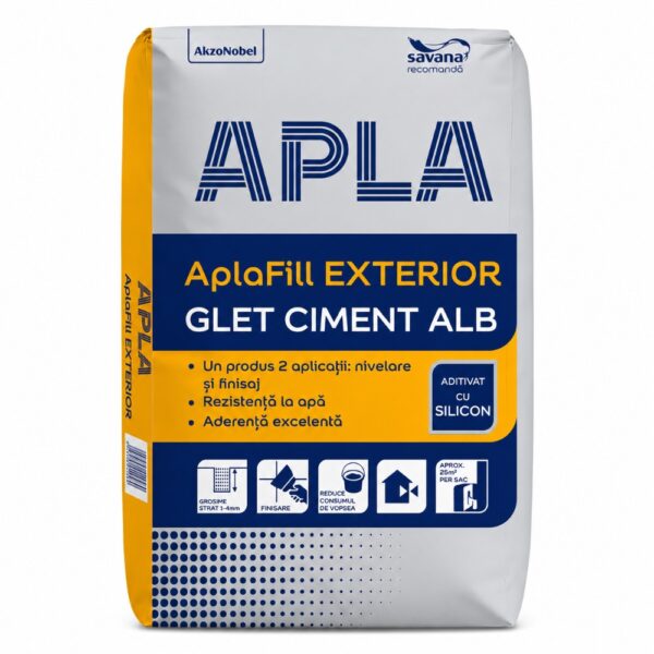 Glet pe baza de ciment, exterior, AplaFill Finisaj, alb, 5 kg