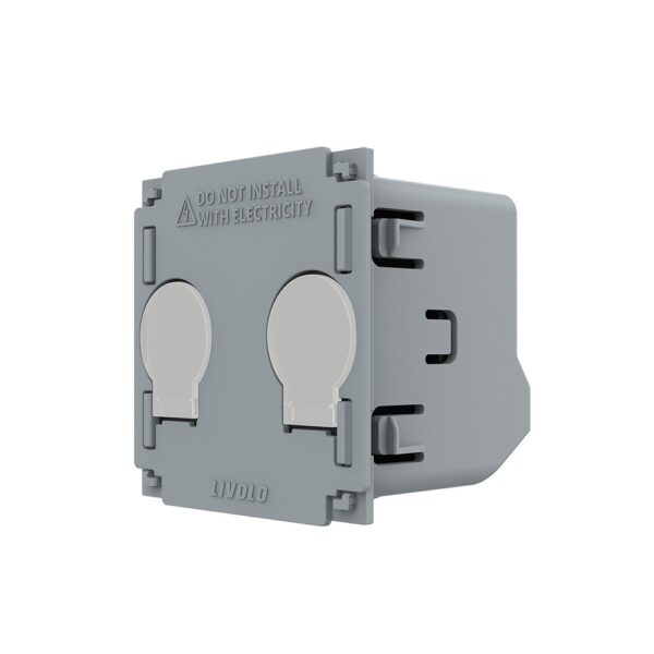 Modul întrerupător inteligent EC dublu tactil Livolo VL-FC2SZ2-2GSTL, gri, 46.5 x 46.5 x 37 mm