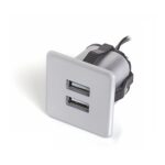 Mufa incarcare USB dubla, Furnika, 2 prize,0,15 m, aluminiu, IP20