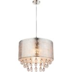 Pendul argintiu Amy cu cristale, 1 x E27, max 60W
