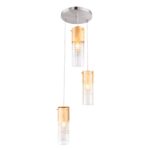 Pendul Globo WEMMO 15908-3G, 3 x E27, 60 W, H 120 cm x D 30 cm, nichel + auriu