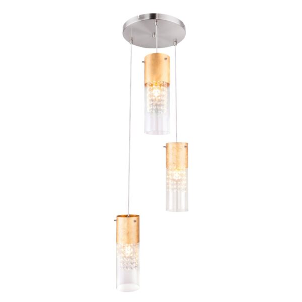 Pendul Globo WEMMO 15908-3G, 3 x E27, 60 W, H 120 cm x D 30 cm, nichel + auriu