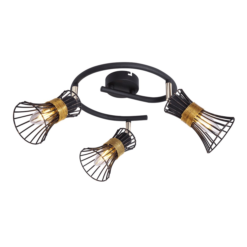 Plafoniera spot Purra, 3 x E14, 40W, D 250 mm, negru + auriu Plafoniera spot Purra, 3 x E14, 40W, D 250 mm, negru + auriu