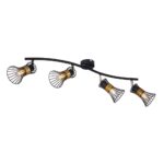 Plafoniera spot Purra, 4 x E14, 40W, negru + auriu