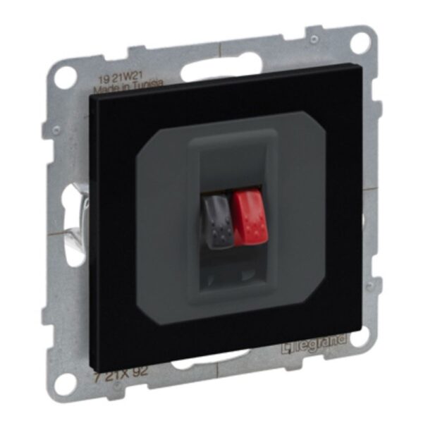 Priză cu borne Legrand, încastrată, conector difuzor, negru