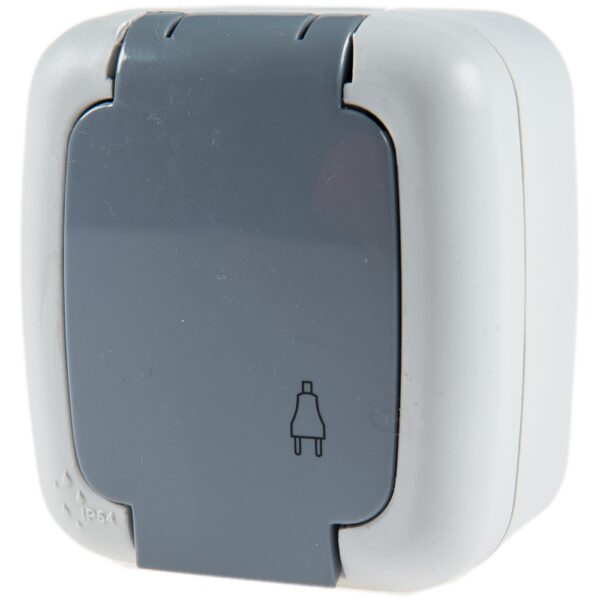Priză cu capac Elegant Comtec MF0012-85780, gri, montaj aparent, IP54