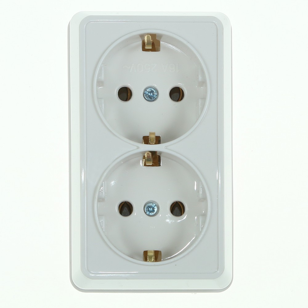 Priză dublă 2P+E Eco Premium, Comtec 2000 MF0012-85747, montaj aplicat, alb Priză dublă 2P+E Eco Premium, Comtec 2000 MF0012-85747, montaj aplicat, alb
