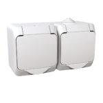 Priză dublă Cedar Plus, Schneider WDE000523, montaj aplicat IP44, alb