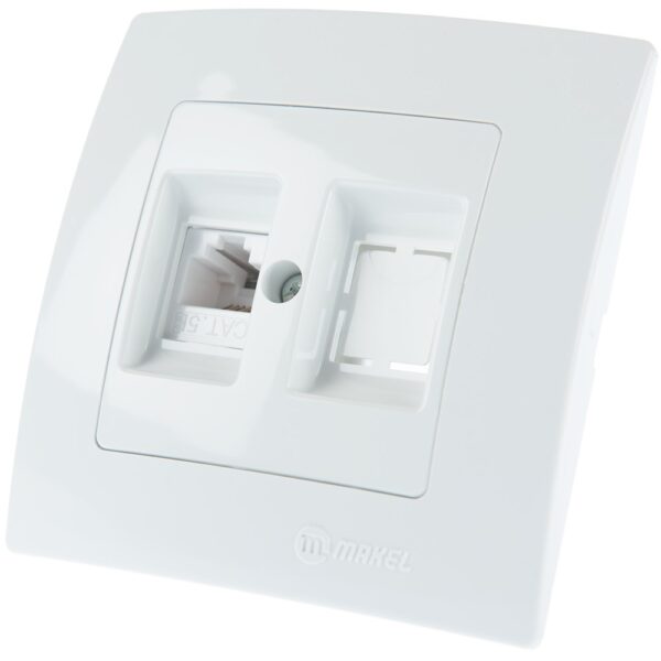 Priză dublă date RJ45 UTP cat 5 Lilium Natural Kare, Makel 32001035, alb