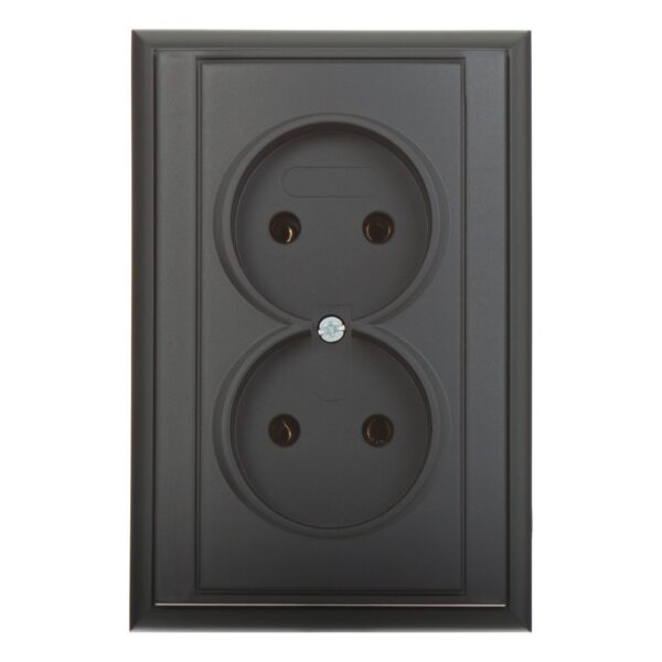 Priză dublă Luna, interior, negru mat