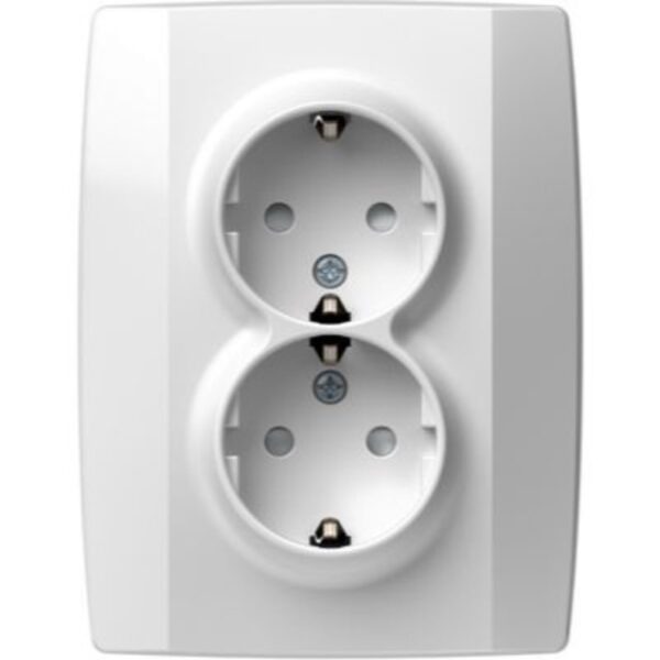 Priză dublă Shuko Tem Logiq, alb, 16 A x 250 V