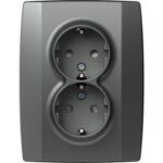 Priză dublă Tem Schuko, interior, PVC, antracit, 16 A, 250 V