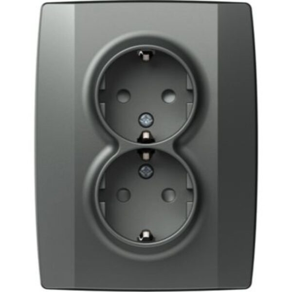Priză dublă Tem Schuko, interior, PVC, antracit, 16 A, 250 V