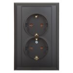 Priză dublă Tem Schuko Luna, interior, negru mat