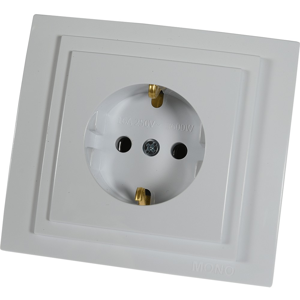 Priză electrică Larissa, cu contact de protecție copii, albă Priză electrică Larissa, cu contact de protecție copii, albă