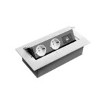 Priză incorporabila GTV cu 2 prize schuko x 2 port USB, aluminiu, 3500 W