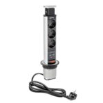 Priză incorporabila GTV cu 3 prize schuko x 2 port USB, 3600 W