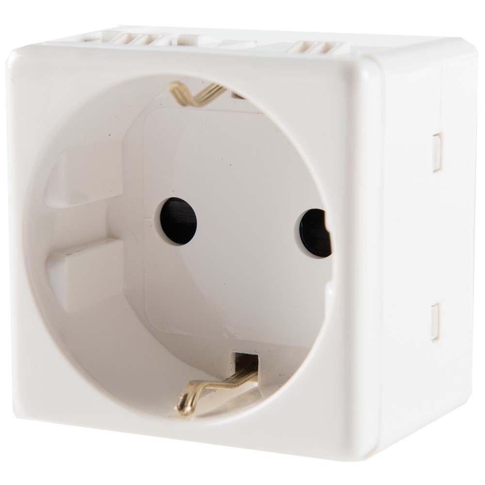 Priză modulara Shuko, 2 module, albă Priză modulara Shuko, 2 module, albă