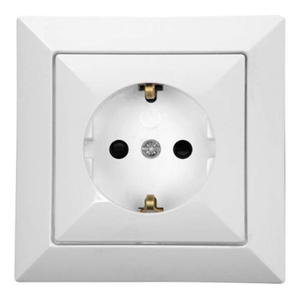 Priză schuko simplă Perla, 16A, albă, încastrată