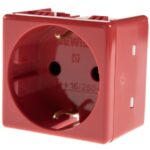 Priză simplă 2P+T System, Gewiss GW20297, 16A, rosu