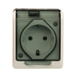 Priză simplă cu capac de protecție Electroplast Hermes, alb, IP44