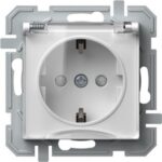 Priză simplă cu capac Tem Schuko, interior, PVC, alb, 16 A, 250 V