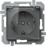 Priză simplă cu capac Tem Schuko, interior, PVC, antracit, 16 A, 250 V