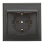 Priză simplă îngropată cu capac Abex Schuko 2P+T, 4000 W, 16 A, IP 44, negru