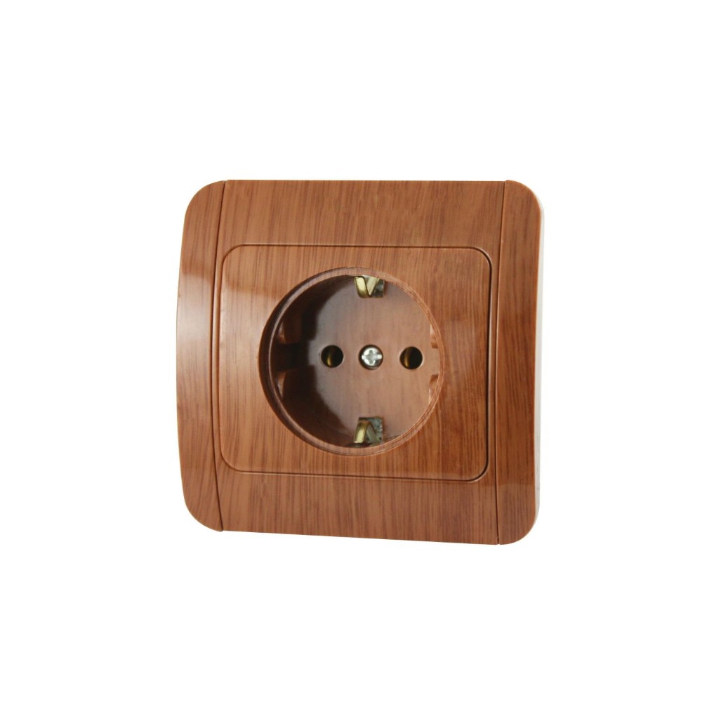 Priză simplă Mahon Gelux, interior, maro, 250 V Priză simplă Mahon Gelux, interior, maro, 250 V