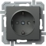 Priză simplă Tem Schuko, interior, PVC, antracit, 16 A, 250 V