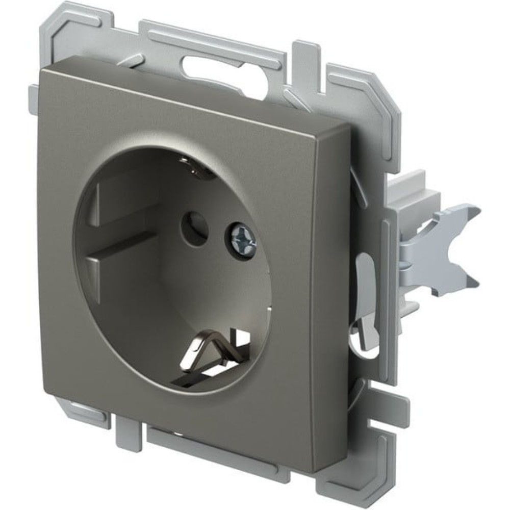 Priză simplă Tem Schuko, interior, PVC, titan, 16 A, 250 V Priză simplă Tem Schuko, interior, PVC, titan, 16 A, 250 V