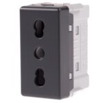Priză standard Italian 2P+E System Gewiss GW21203, 1M, 16A, negru